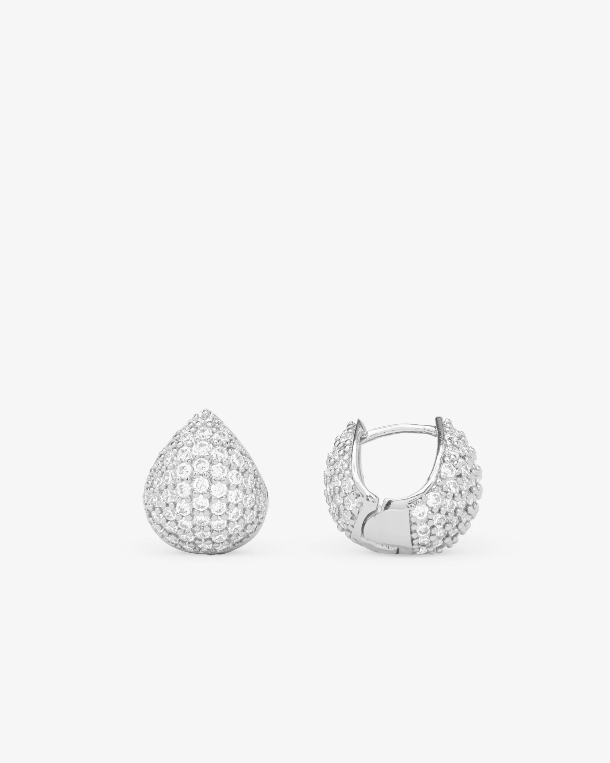 Lil' Norah Pave Earrings - Silver|White Diamondettes | Melinda Maria Jewelry