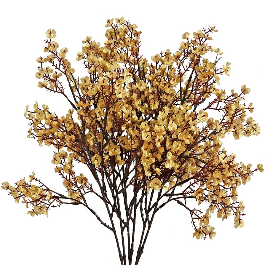 Mandy's Gold Artificial Baby’s Breath Flowers 6 Bundles Silk Gypsophila with Bendable Stems for... | Amazon (US)