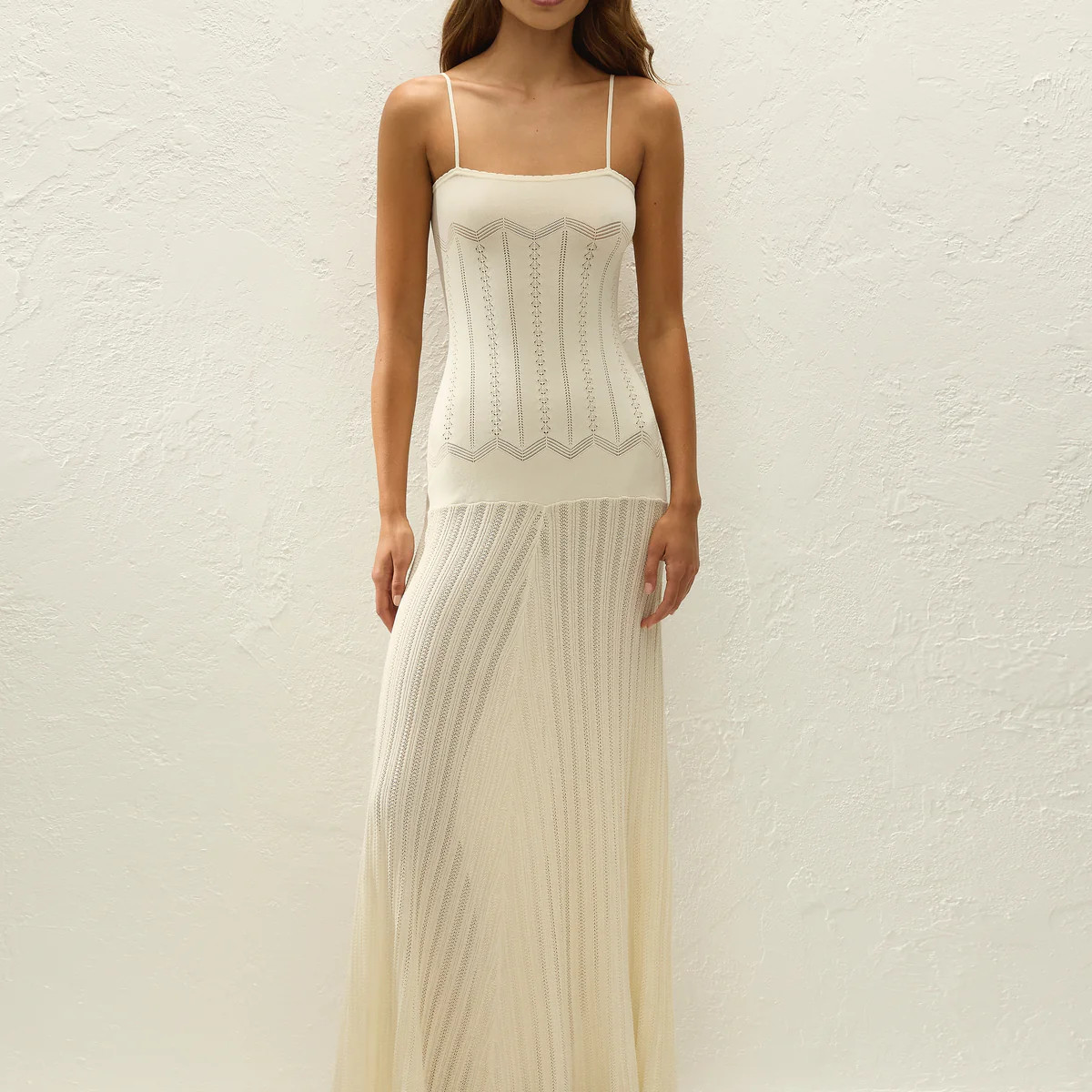 Irene Maxi Dress Maja Pointelle Vintage White | Faithfull (AU)