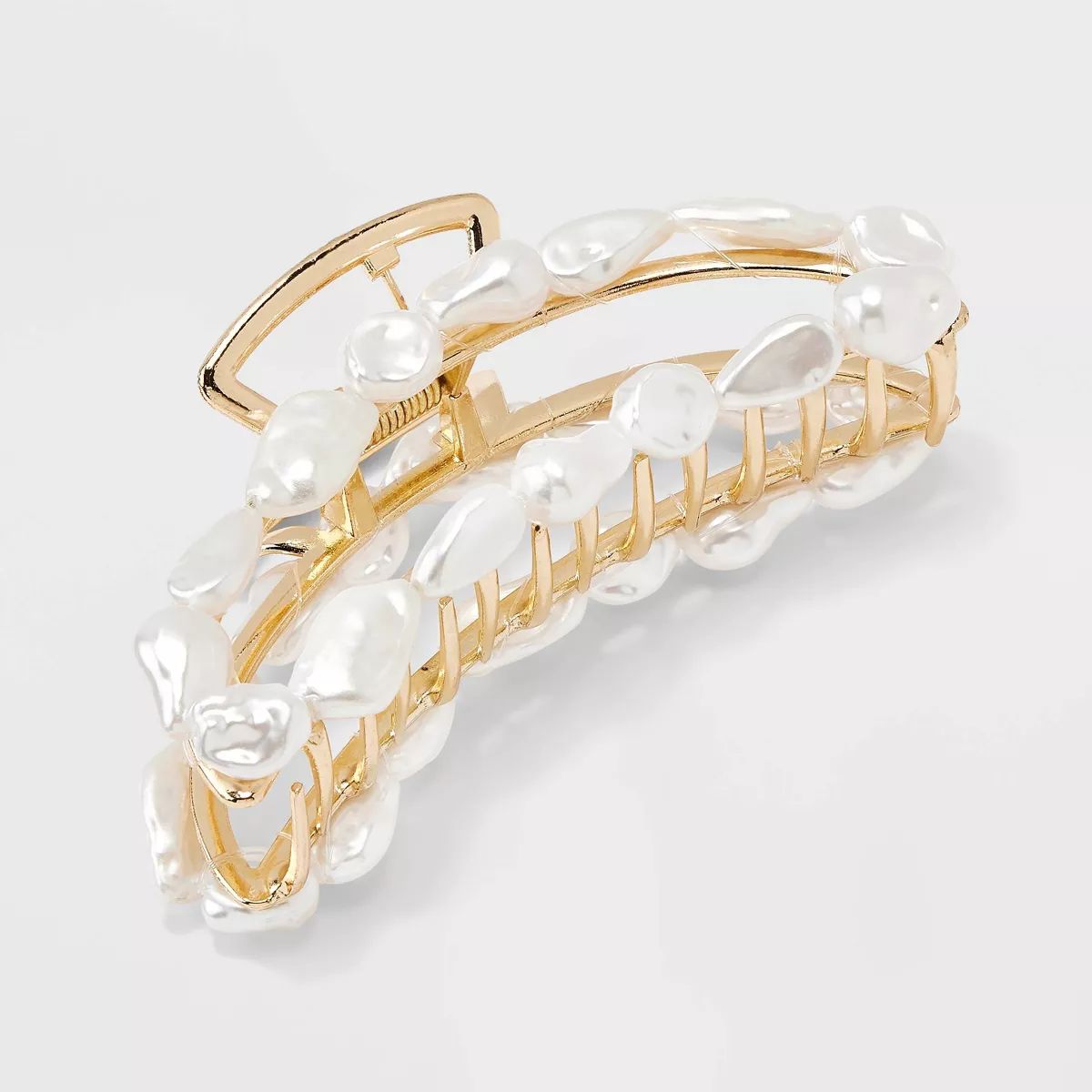 Metal with Pearl Claw Hair Clip - A New Day™ White | Target
