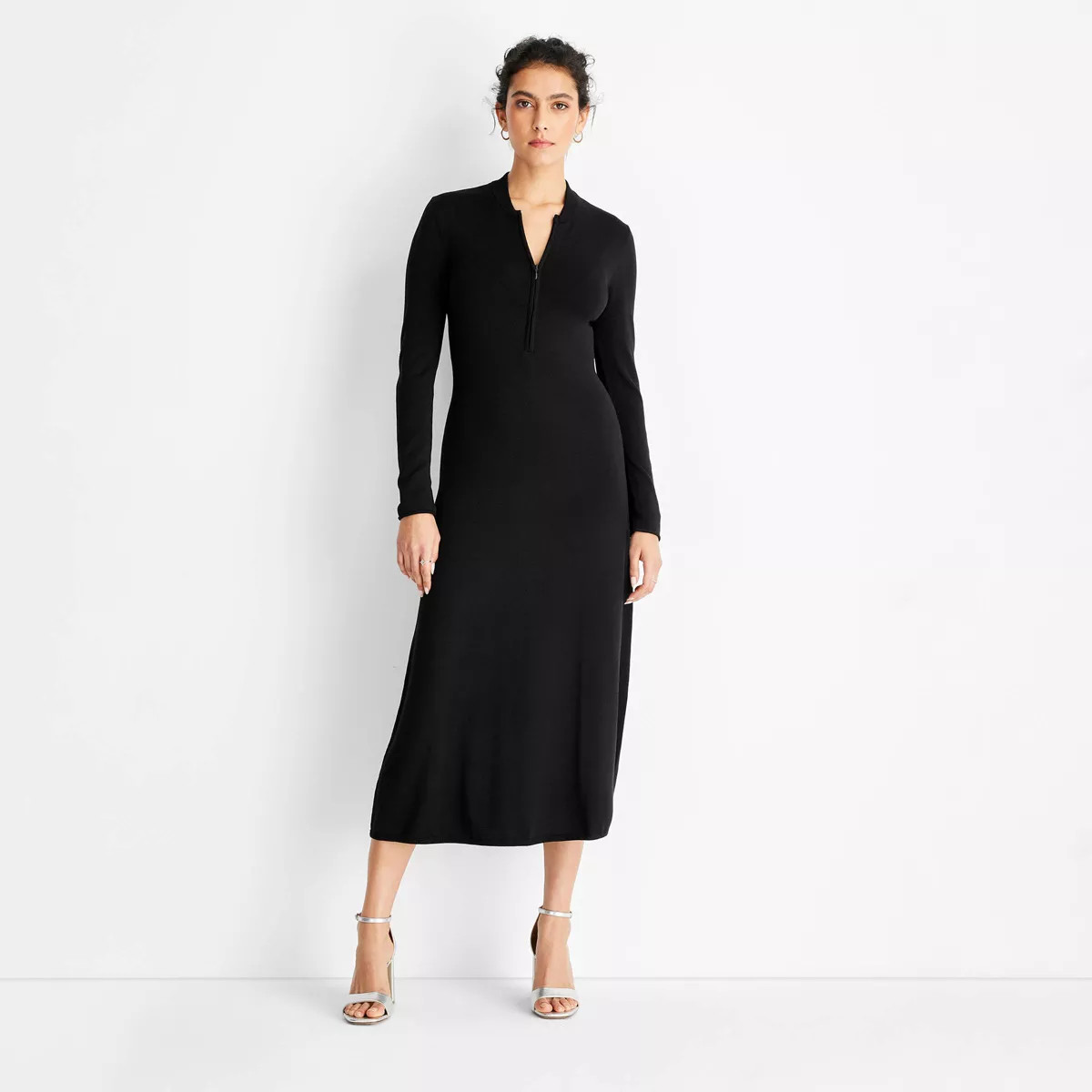 Women's Long Sleeve Sweater Maxi Dress - Future Collective Black M | Target