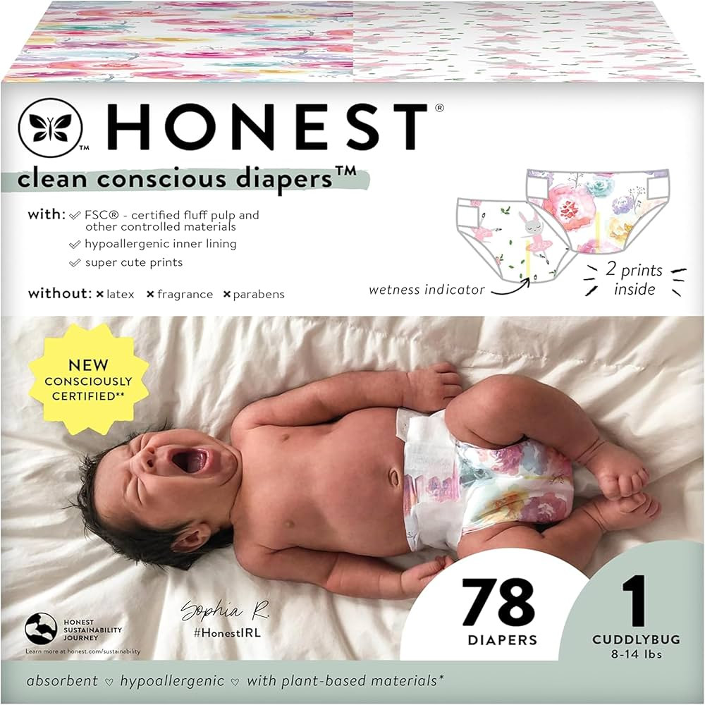 The Honest Company Clean Conscious Diapers | Plant-Based, Sustainable | Rose Blossom + Tutu Cute ... | Amazon (US)