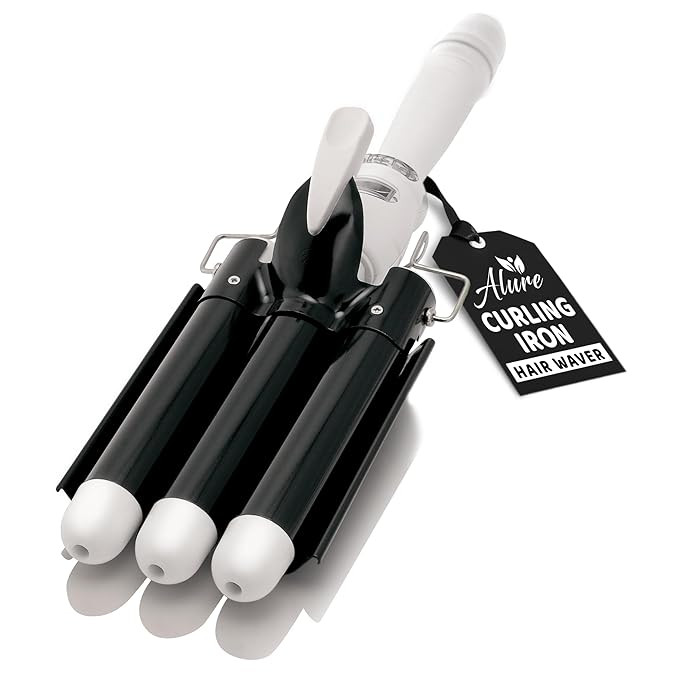 Alure Three Barrel Curling Iron Wand Hair Waver with LCD Temperature Display - 1 Inch Ceramic Tou... | Amazon (US)