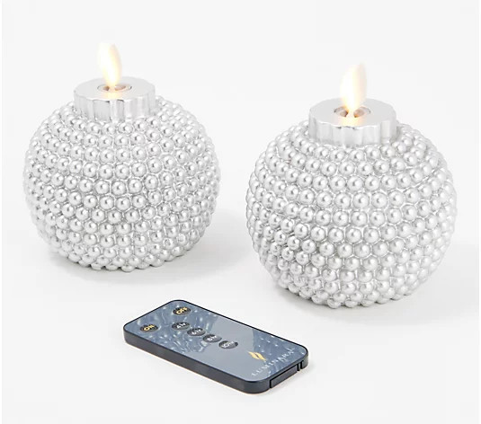 Luminara S/2 Flameless Pearl Embossed Ornament Figural - QVC.com | QVC