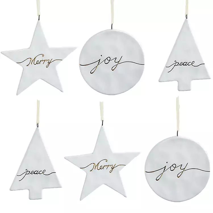 Merry Joy Peace Shapes Ornaments, Set of 6 | Kirkland's Home