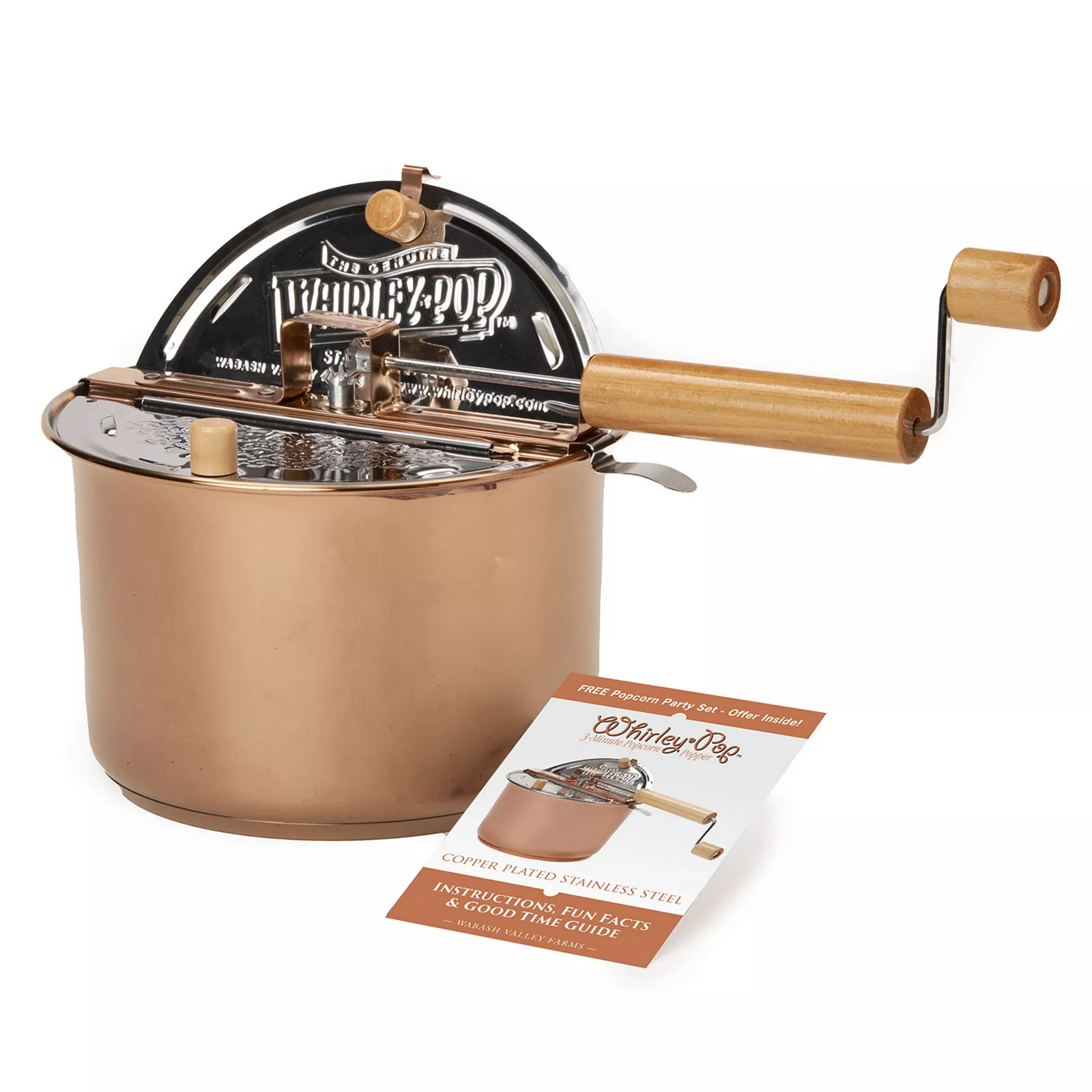 Wabash Valley Farms Copper-Plated Stainless Steel Whirley-Pop Popcorn Popper, Multi | Kohl's
