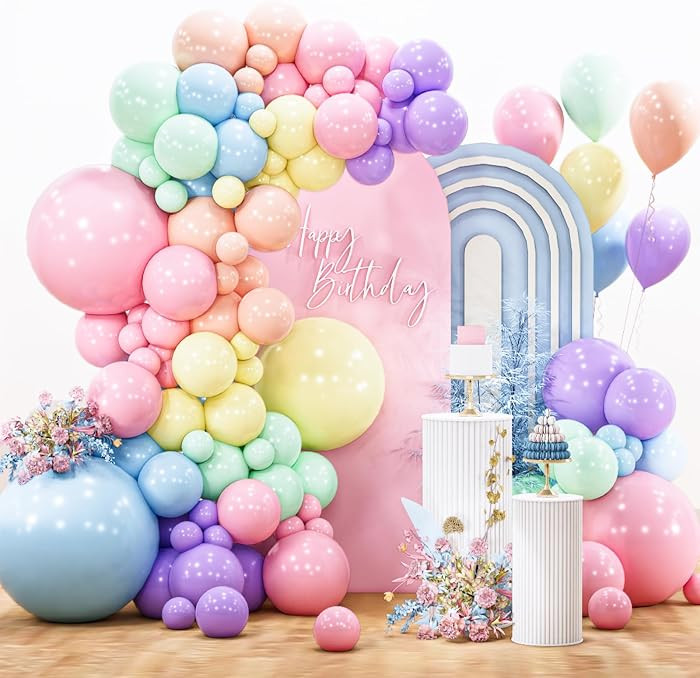 PartyWoo Pastel Balloon Arch Kit 142pcs Different Sizes of 18 12 10 5 Inch | Amazon (US)