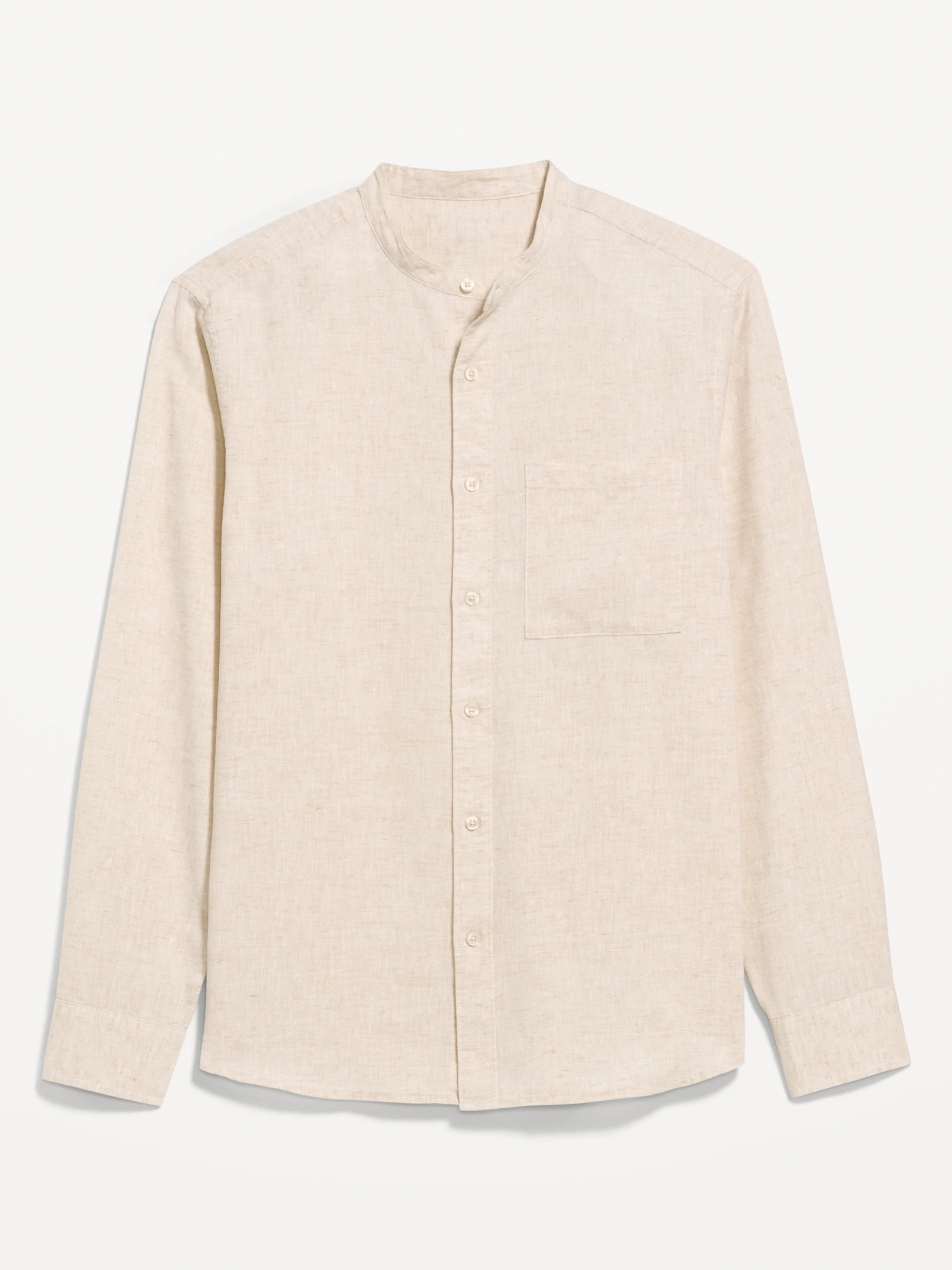 Classic Fit Banded Collar Linen-Blend Shirt | Old Navy (US)