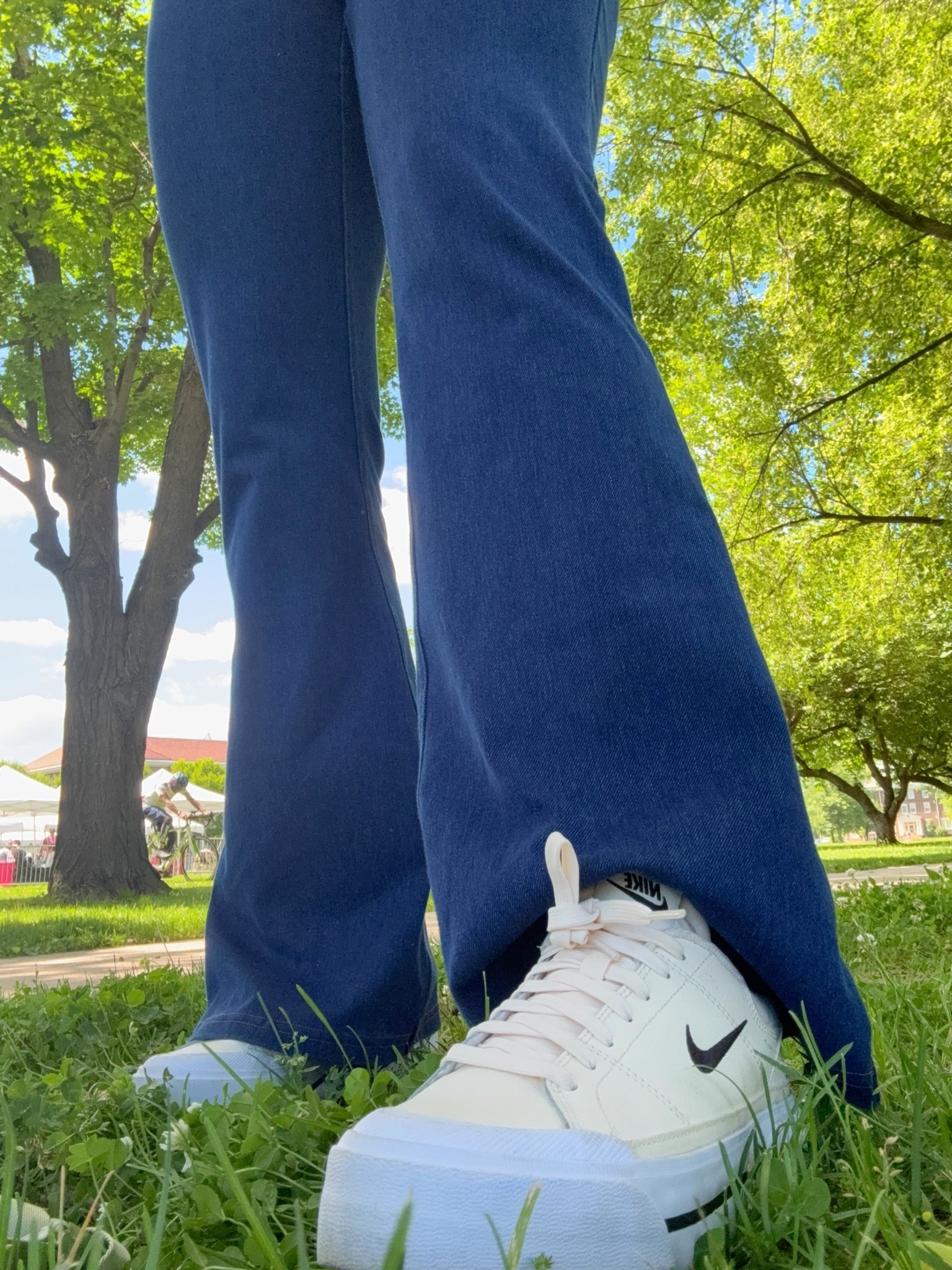 Denim yoga pants . So stretchy and great quality. TTS. And the comfort sneakers when you still want to look cute. Size up half size.

#LTKootd #LTKgrwm #LTKActive