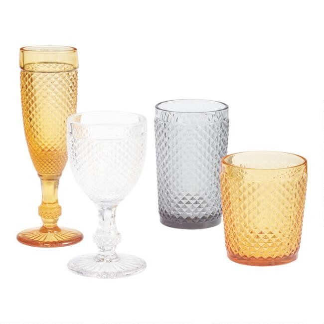 Diamond Pressed Glass Glassware Collection | World Market