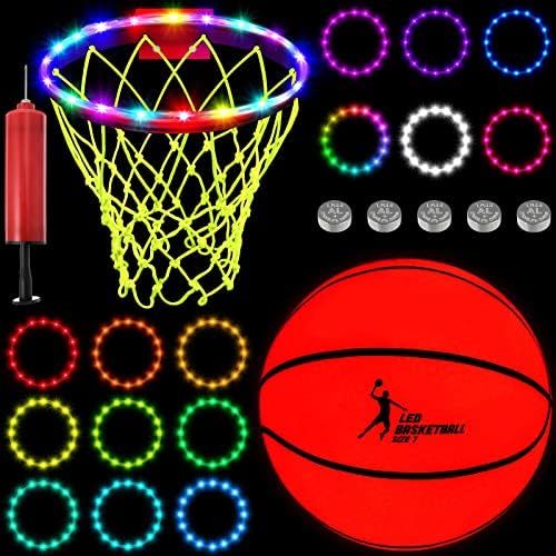 Glow in The Dark Basketball Set Light up LED Basketball Glowing Fluorescent Basketball Net Remote Co | Amazon (US)