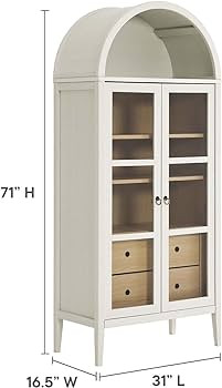 Modway Nolan Modern Farmhouse 71" Tall Arched Storage Display Cabinet in White Oak Wood Grain | Amazon (US)