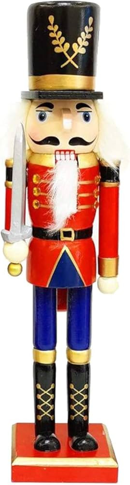 Wooden Christmas Nutcracker Puppet Ornament - 12 inch Tall Sword - Home/Desktop Decoration | Amazon (US)