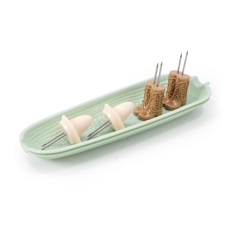 Cook with Color 6-Piece Corn on the Cob Set, 2 Serving Trays and 4 Holders, Sage | Walmart (US)
