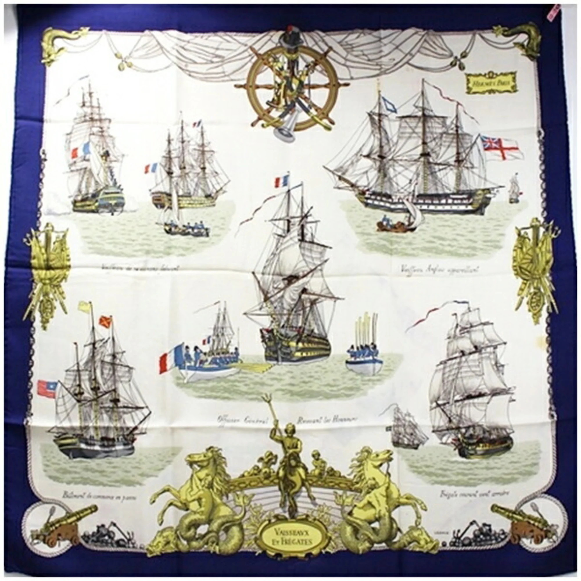 Hermes ivory Navy Scarf (Pre-Owned) | Shop Simon