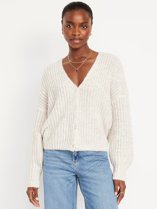 Wool-Blend Shaker-Stitch Cardigan Sweater | Old Navy (US)