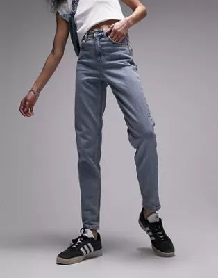 Topshop premium organic cotton blend  Mom jeans in bleach | ASOS (Global)