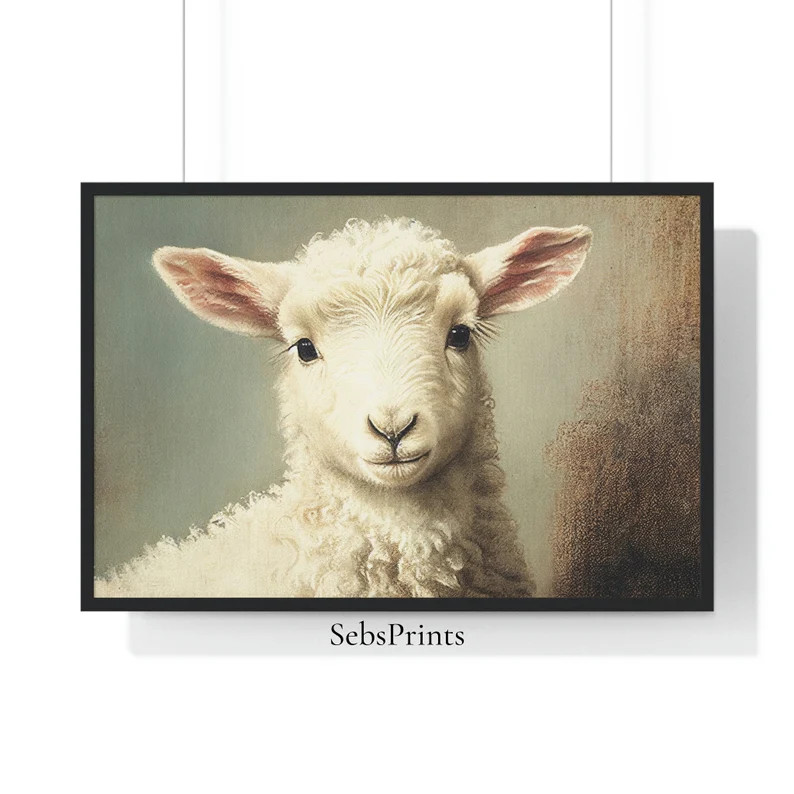 Vintage Lamb Watercolour Painting | Antique Farmhouse Nursery Decor | Rustic Nursery Art | PRINTA... | Etsy (US)