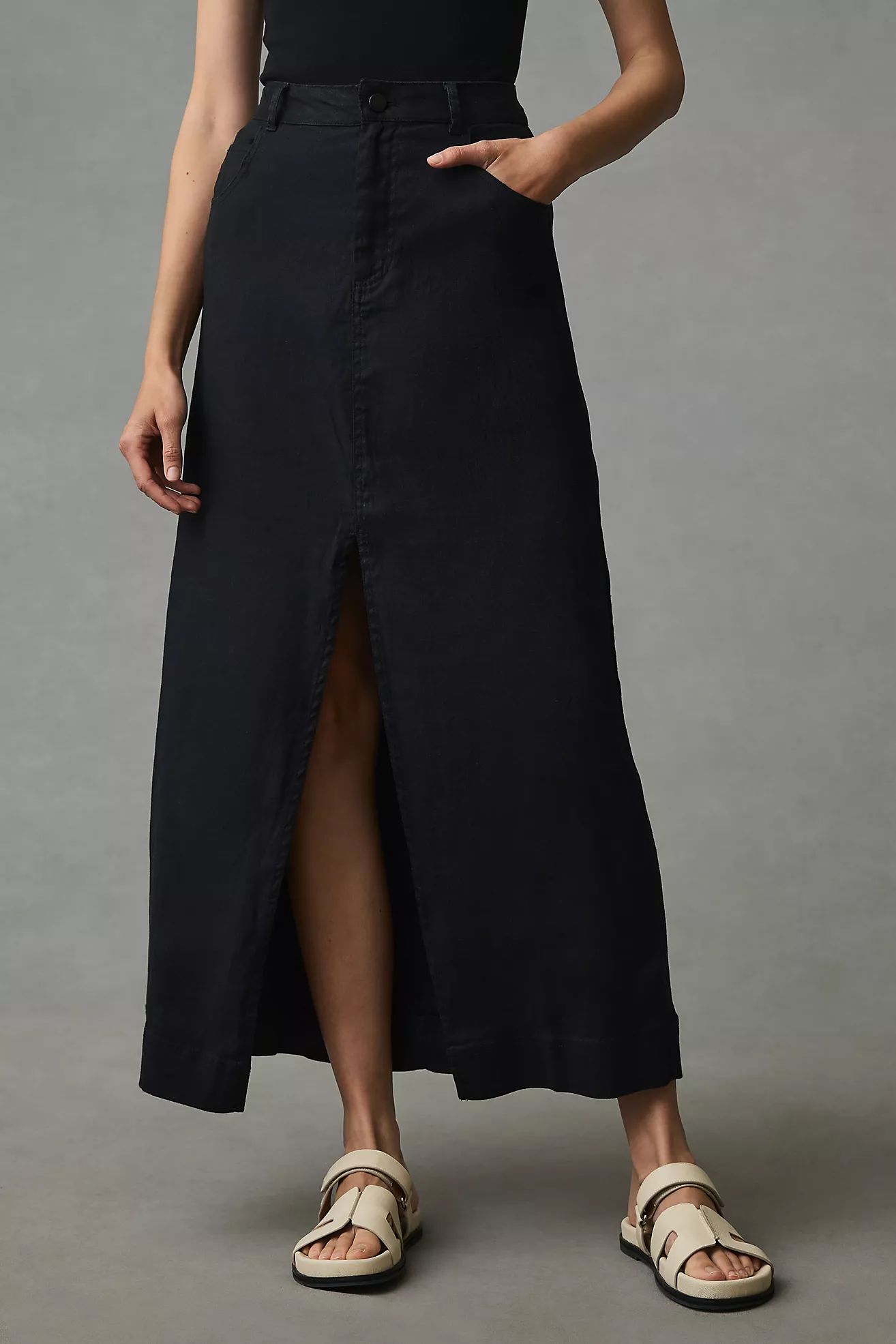 The Madi Front-Slit Midi Skirt by Pilcro | Anthropologie (US)