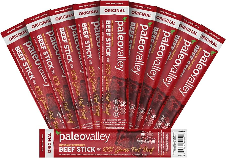 Paleovalley 100% Grass Fed Original Beef Sticks - Delicious Gluten Free Beef Snack - High Protein... | Amazon (US)