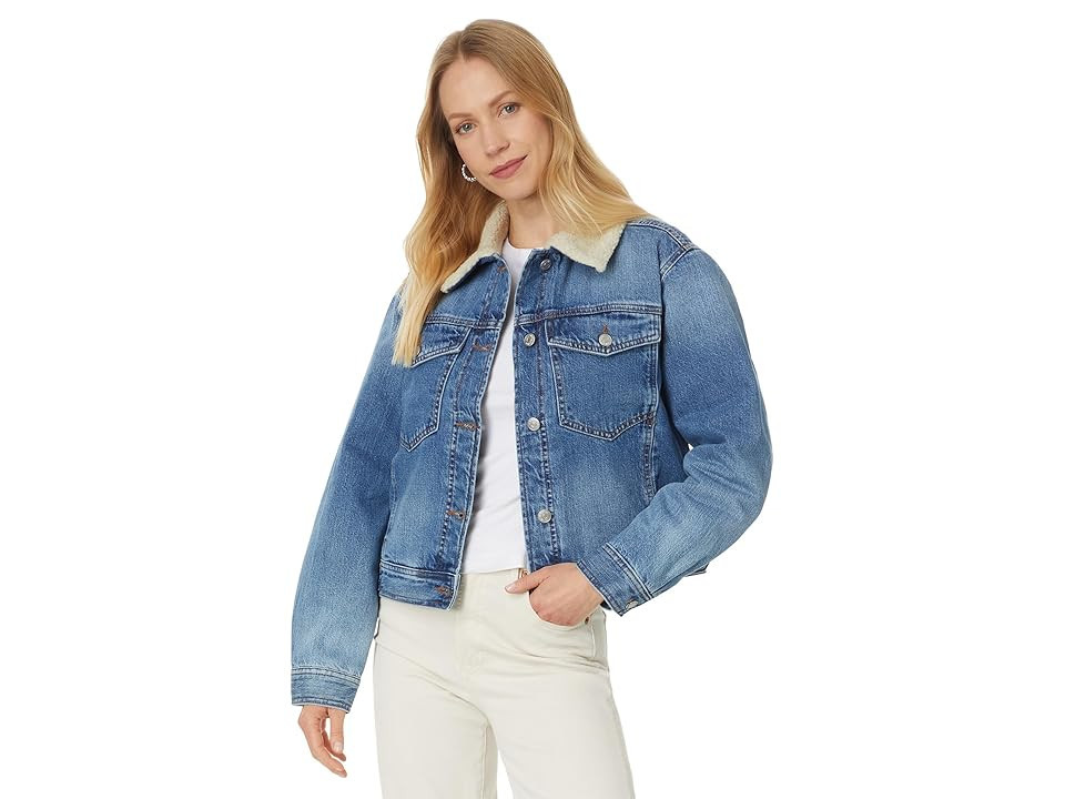 Madewell Denim Sherpa Jacket Women's Jacket Lanesboro Wash : XS (Women's 00-0), Cotton/Denim/Faux Fur | Zappos