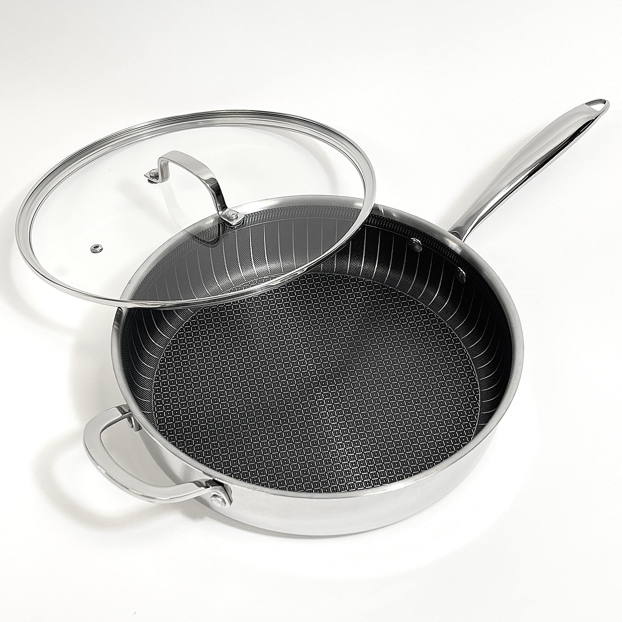 Lexi Home Non Stick Cooking Pan with Lid 4.2 qt, Diamond, Tri-Ply Frying Pan, Kitchen Cookware, Everyday Cooking Pot, Oven & Dishwasher Safe, Stay Cool Handle, Scratch Resistant, For All Stove Types | Amazon (US)