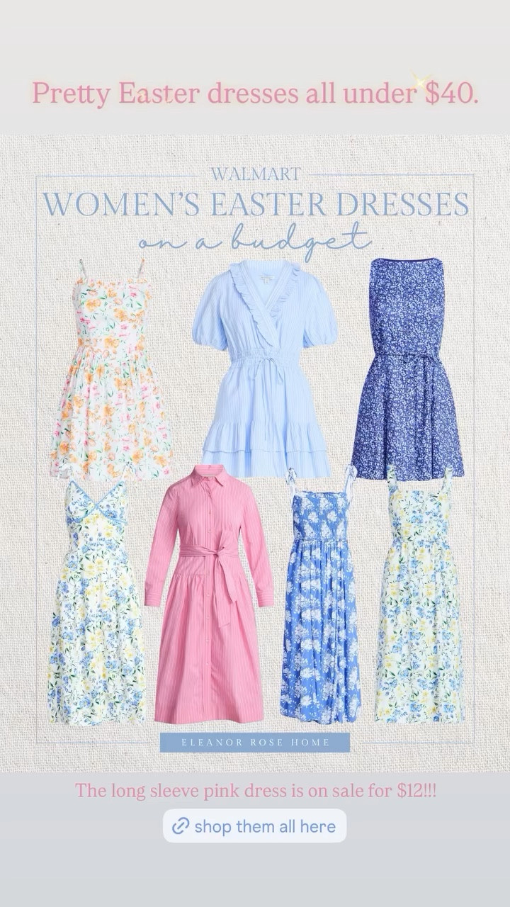 Pretty Easter dresses all under $40. The long sleeve pink dress is on sale for $12!!!