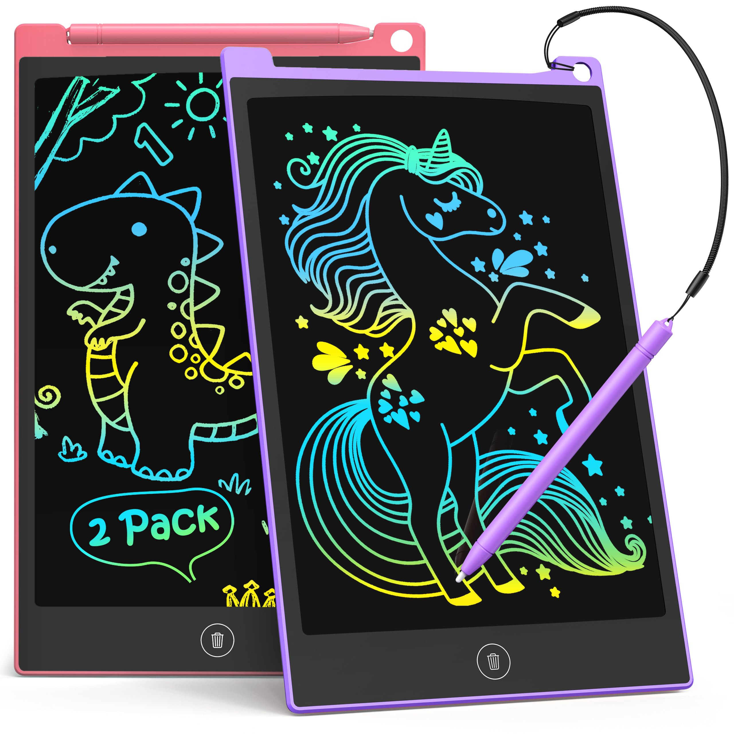 TECJOE 2 Pack 10 Inch LCD Writing Tablet, Colorful Doodle Board Electronic Drawing Pads, Kids Tra... | Amazon (US)