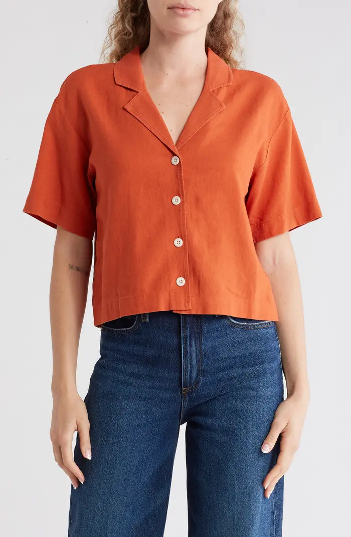 Madewell Resort Linen Crop Shirt | Nordstromrack | Nordstrom Rack