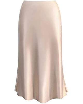 Womens Leopard Print Skirt Midi Long Length Silk Satin High Waist Elastic Skirts | Amazon (US)