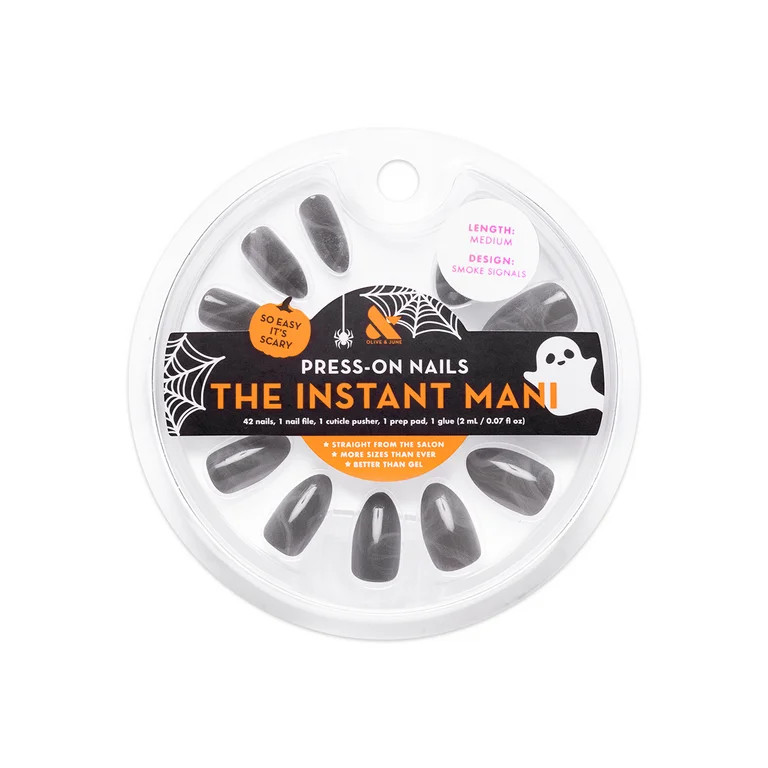 Olive & June Instant Mani Medium Almond Press-On Nails, Smoke Signals, 42 Pieces | Walmart (US)