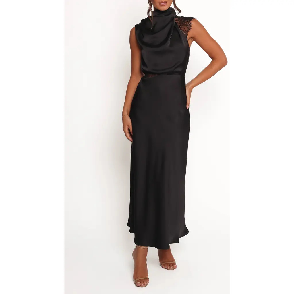 Petal & Pup Anabelle Halter Neck Maxi Dress in Black at Nordstrom, Size Large | Nordstrom