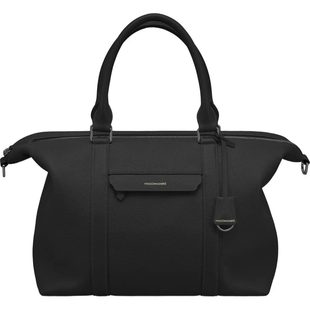 MAISON de SABRÉ Large Leather Weekender Bag in Black Caviar at Nordstrom | Nordstrom
