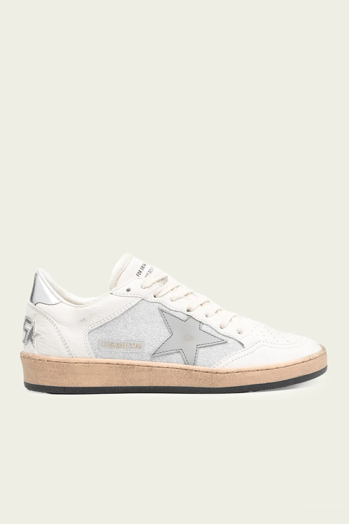 Ball-Star Natural White Glitter Leather Sneaker - White US 10 | Shop Olivia