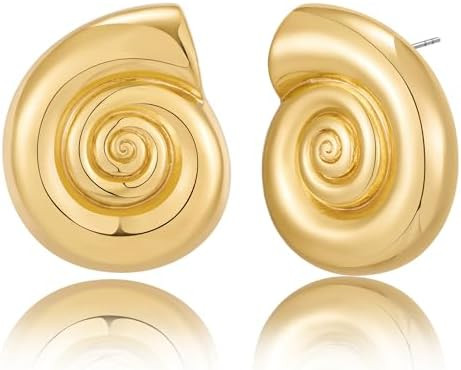 LILIE&WHITE Gold Shell Drop Earrings, Hypoallergenic & Tarnish-Resistant, Gold with Pearl Accents... | Amazon (UK)