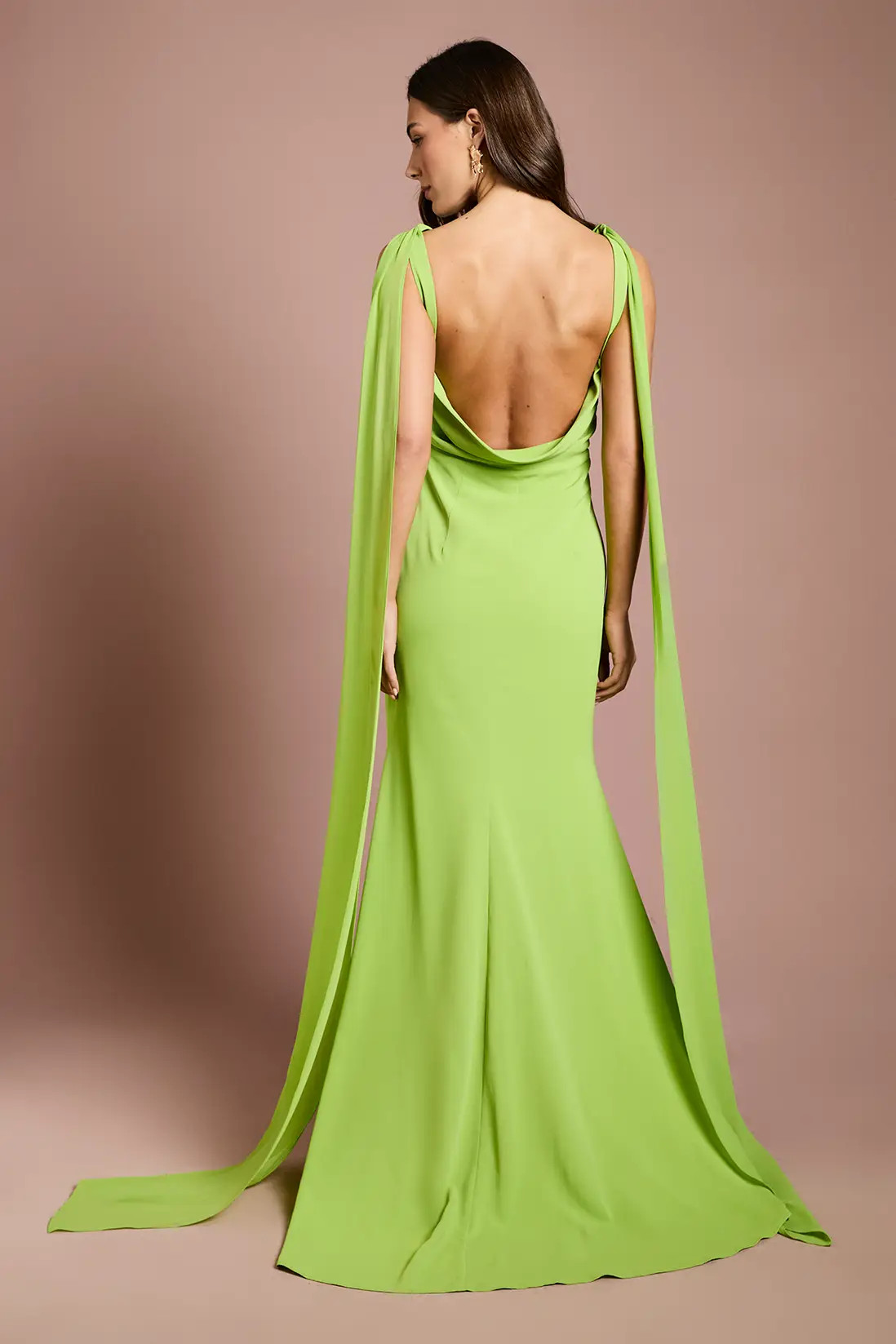 Lime Coast Chiffon Detail Cowl Back Crepe Maxi Dress | Boohoo | Boohoo.com (UK & IE)
