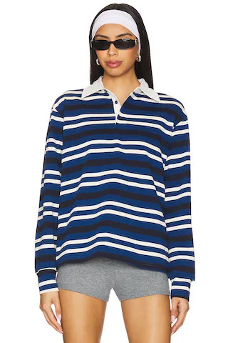 superdown Sashia Polo Top in Blue Stripe from Revolve.com | Revolve Clothing (Global)