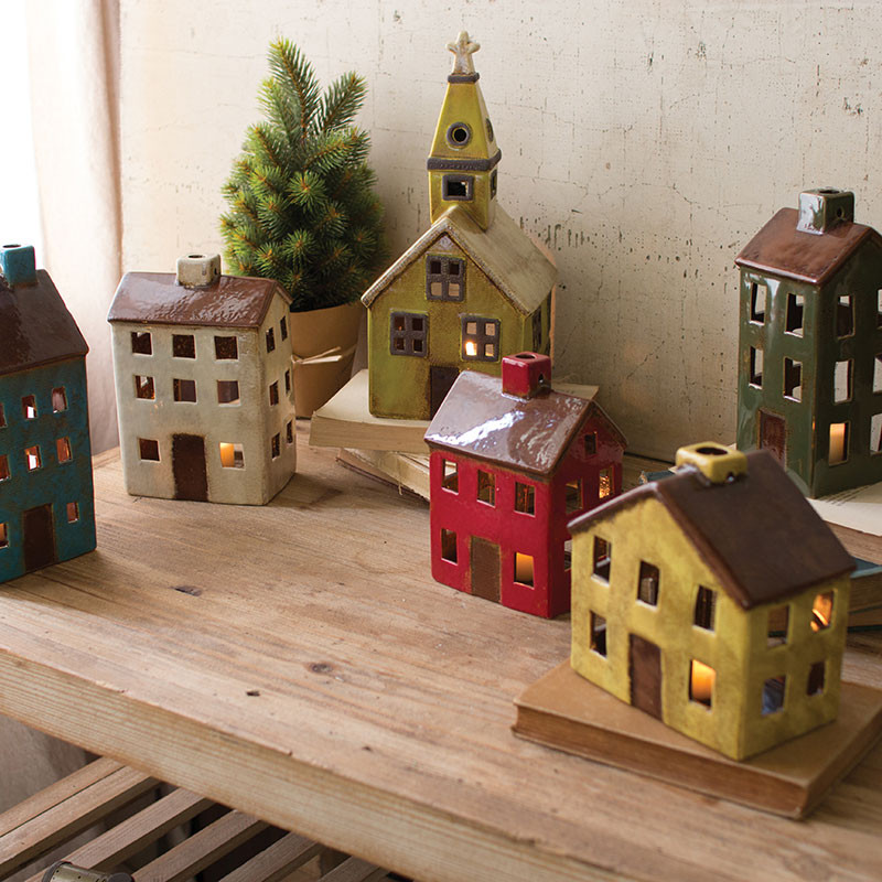 Merry & Bright Ceramic Village, Set of 6 - Multi | The Company Store