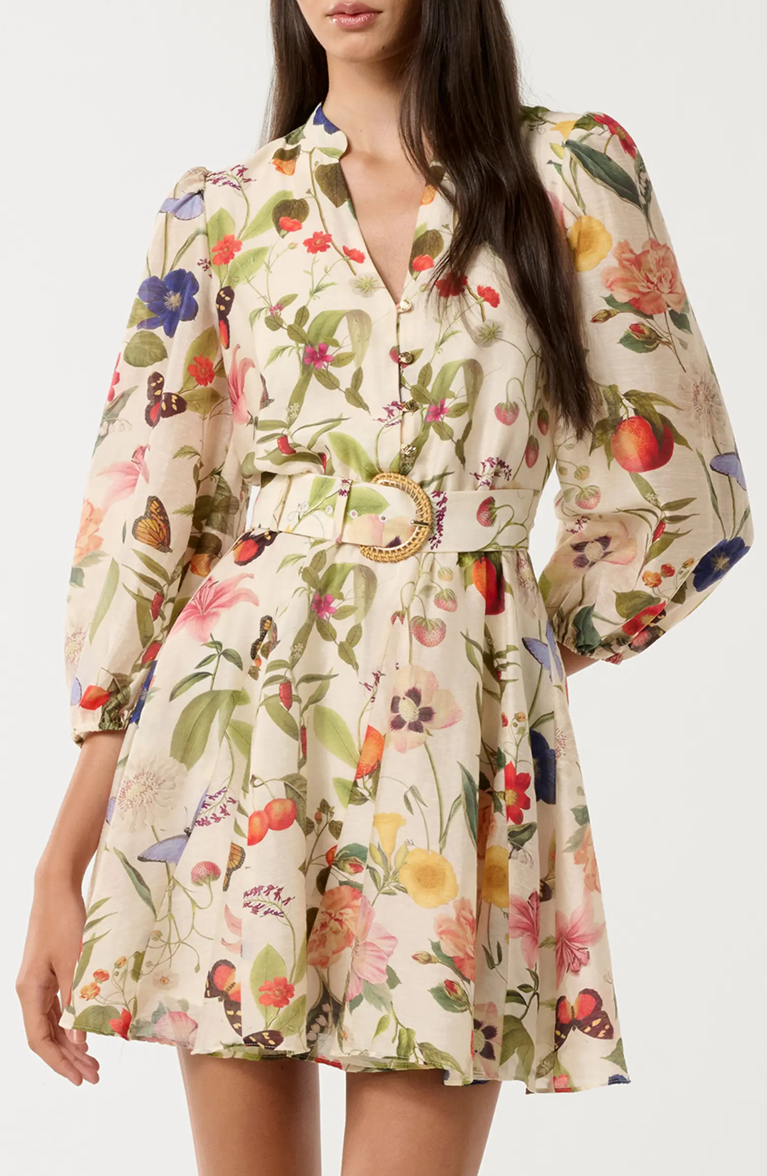 Wesley Print Belted Long Sleeve Minidress | Nordstrom