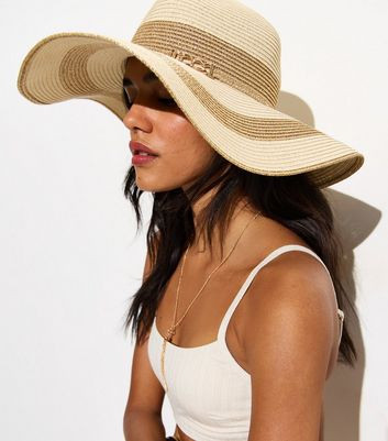 Stone Floppy Wide Brim Sparkly Straw Hat New Look | New Look (UK)