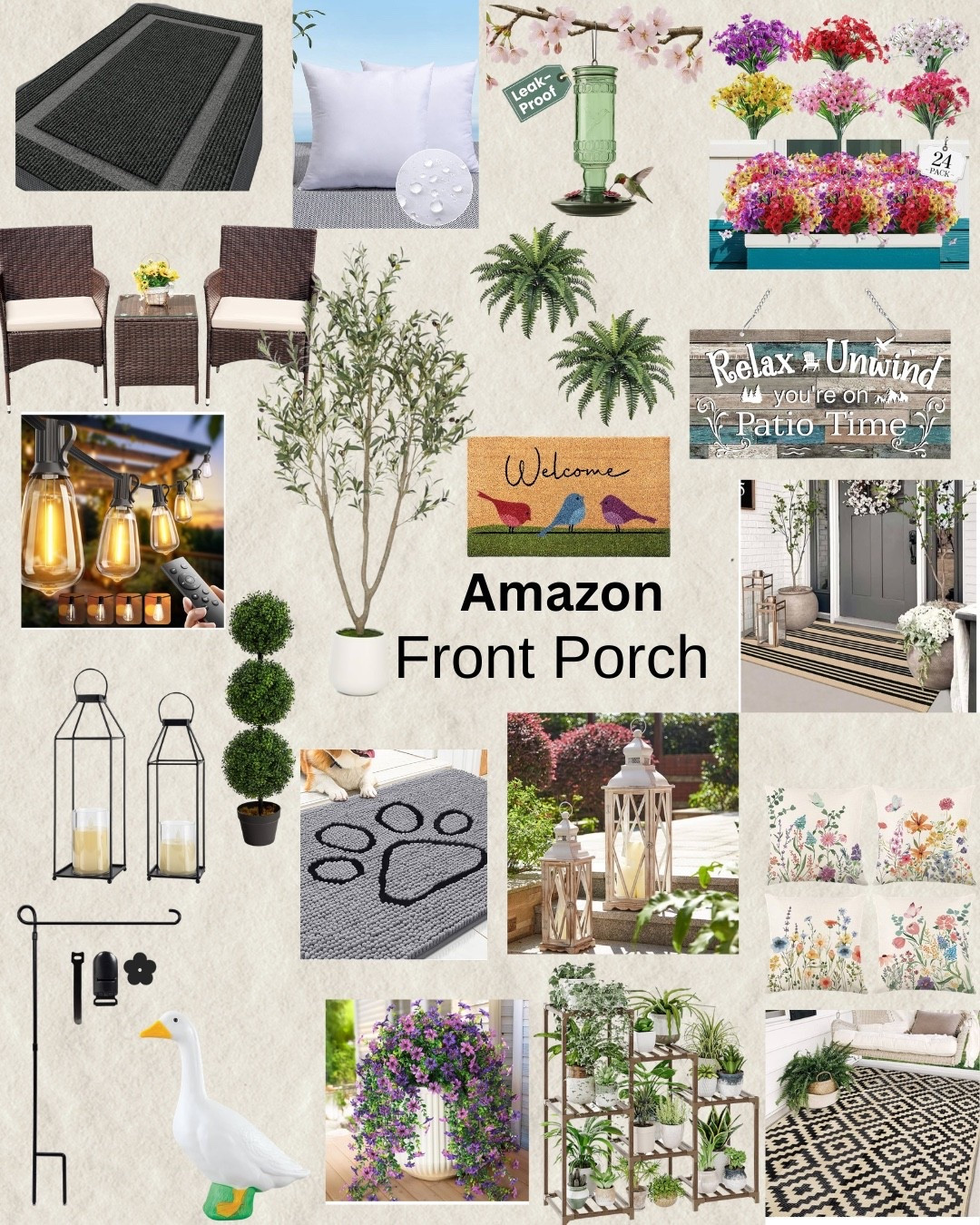 Front porch decor. Spring front porch. Front porch accessories. Fake plants. Front porch rugs. Waterproof pillows. Bird feeders. Lanterns. Outdoor decor. Amazon home 

#LTKSeasonal #LTKSaleAlert #LTKHome