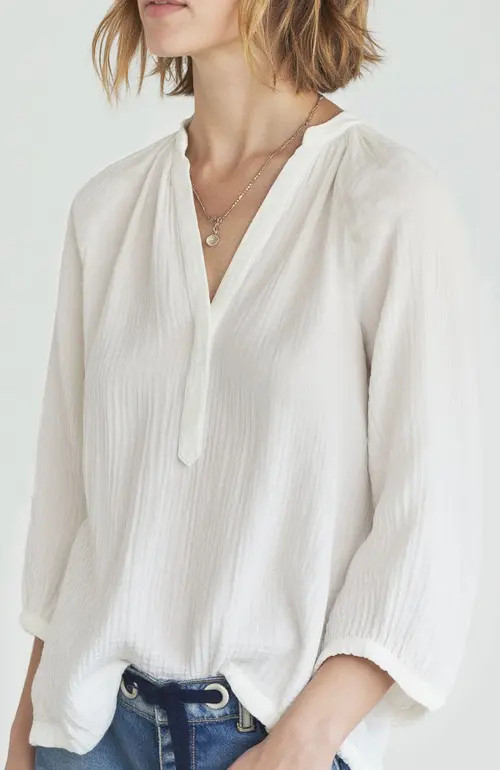 ocean+main Gauze Top in White at Nordstrom, Size Medium | Nordstrom