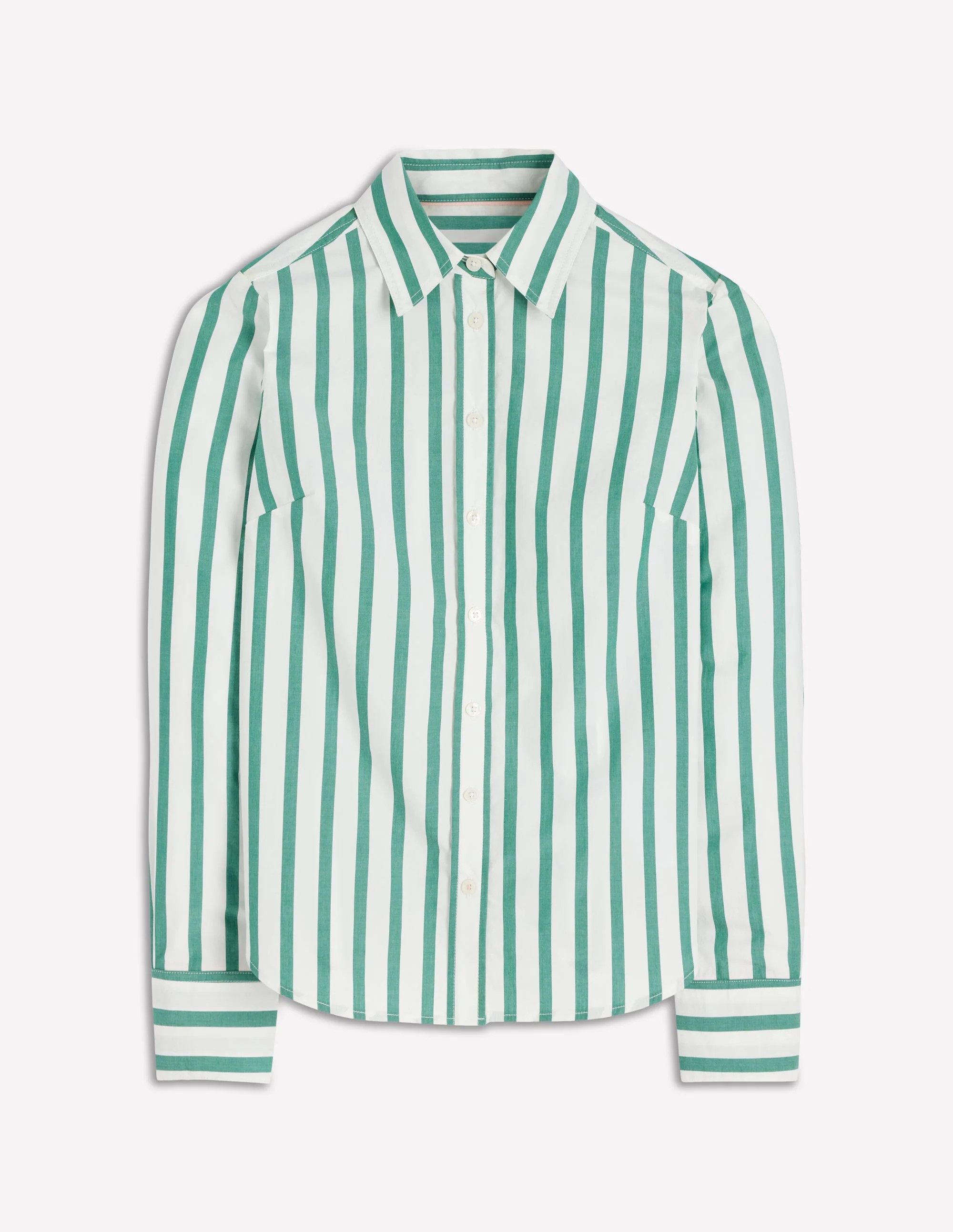 Sienna Cotton Shirt-Green and Ivory Stripe | Boden UK