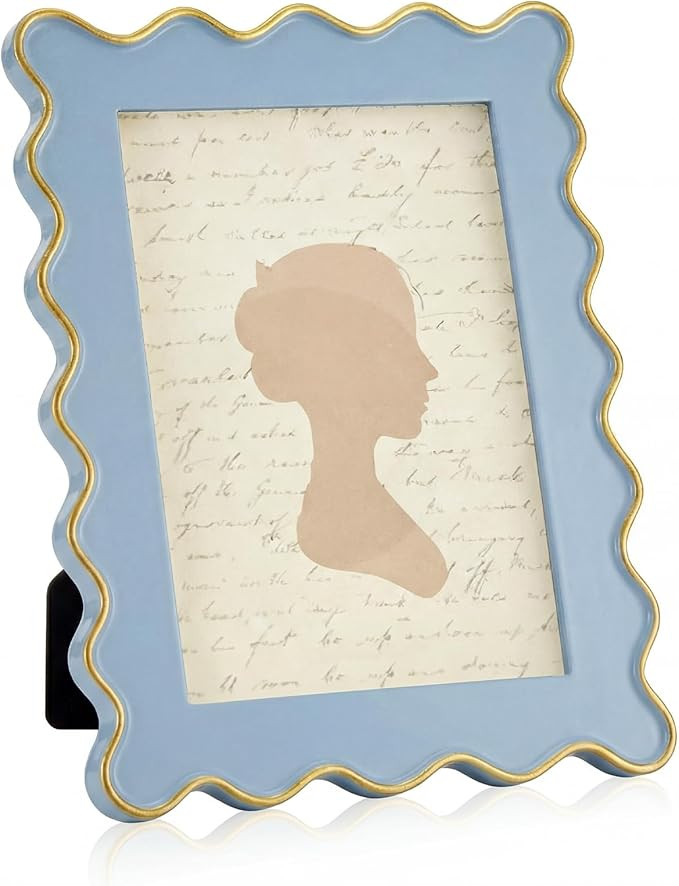 5x7 Inch Light Blue Scalloped Picture Frame Cute Wavy Edge Wooden Wave Scallop Photo Frame for De... | Amazon (US)