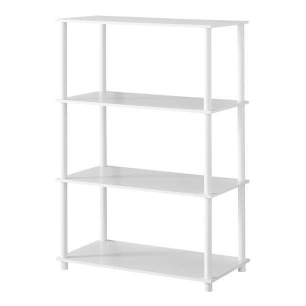 Mainstays No Tools 4 Shelf Standard Storage Bookshelf, White | Walmart (US)