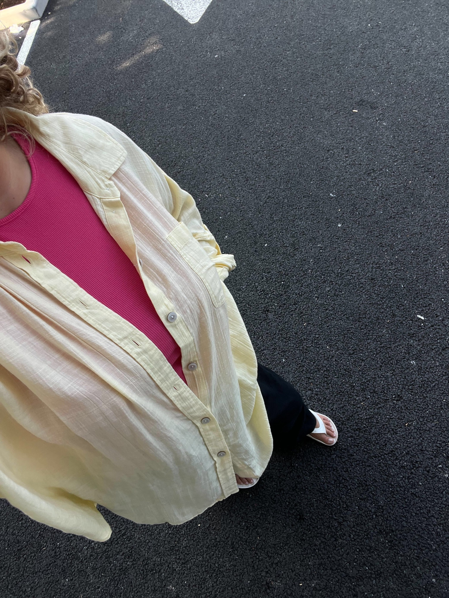 Casual outfit idea, fall transitional outfit idea, errands outfit idea, beachy outfit idea, linen shirt, oversized shirt, button down shirt, yellow button down shirt, linen pants, black linen pants, pink tank, high waisted tank, rubber Birkenstock sandals, rubber sandals, white sandals, beach sandals, hot girl walk outfit 

#LTKFindsUnder100 #LTKShoeCrush #LTKFindsUnder50