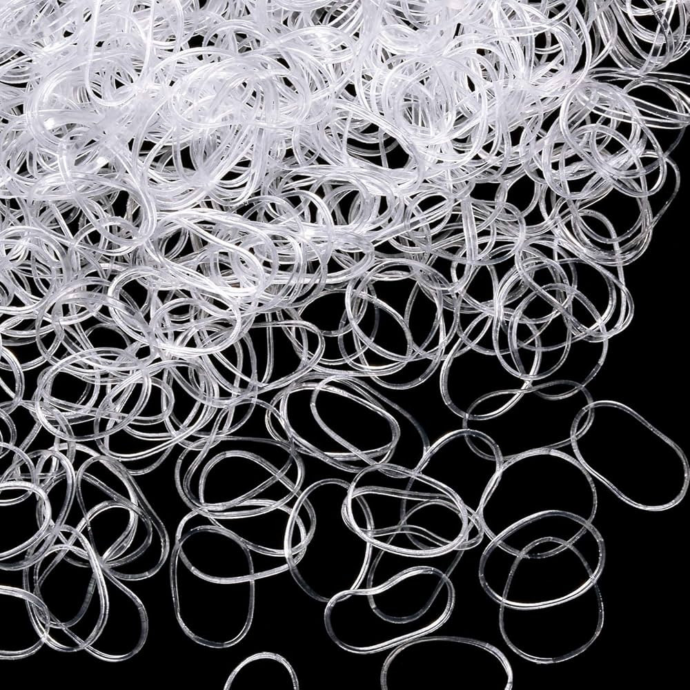1000 Mini Rubber Bands Soft Elastic Bands for Kid Hair Braids Hair (Clear) | Amazon (US)
