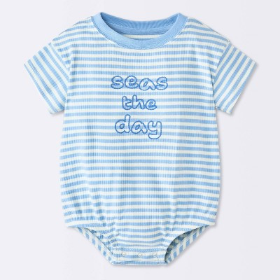 Baby Boys' "Seas The Day" Bubble Romper - Cloud Island™ Blue 6-9M | Target