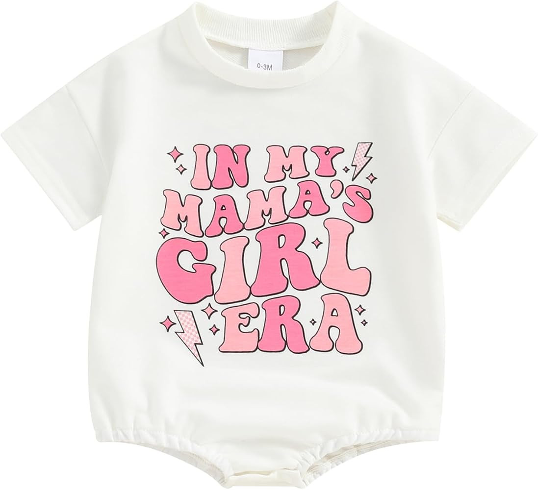 Gueuusu Baby Boy Girl Summer Clothes Short Sleeve in My Mama's Girl Era Letter Print Tshirt Rompe... | Amazon (US)