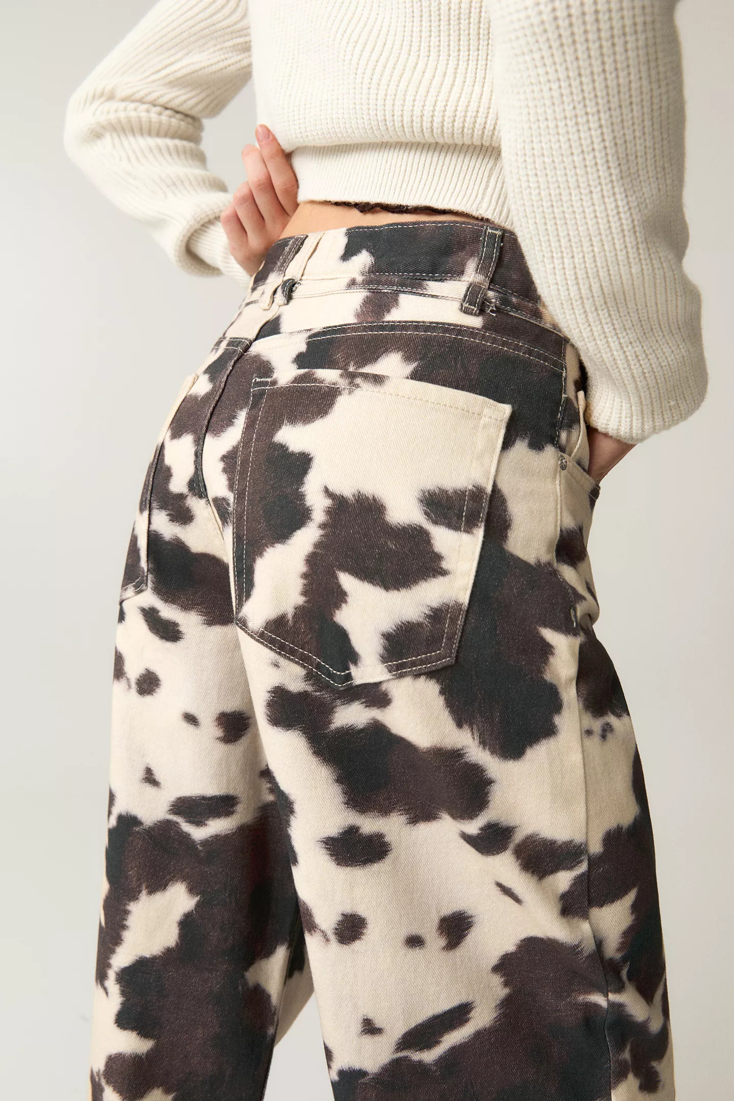 Cow print baggy trousers | PULL and BEAR UK